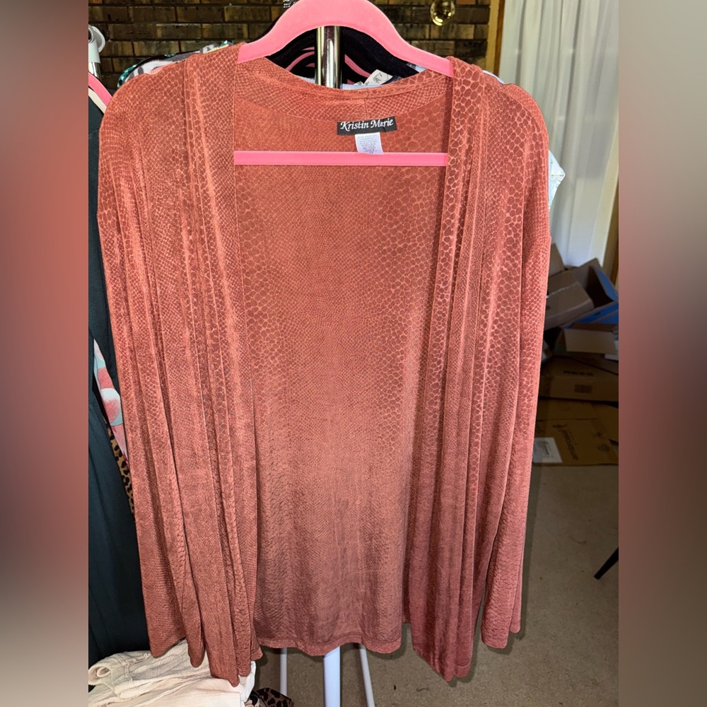 Kristin Marie Orange Acetate Printed Cardigan